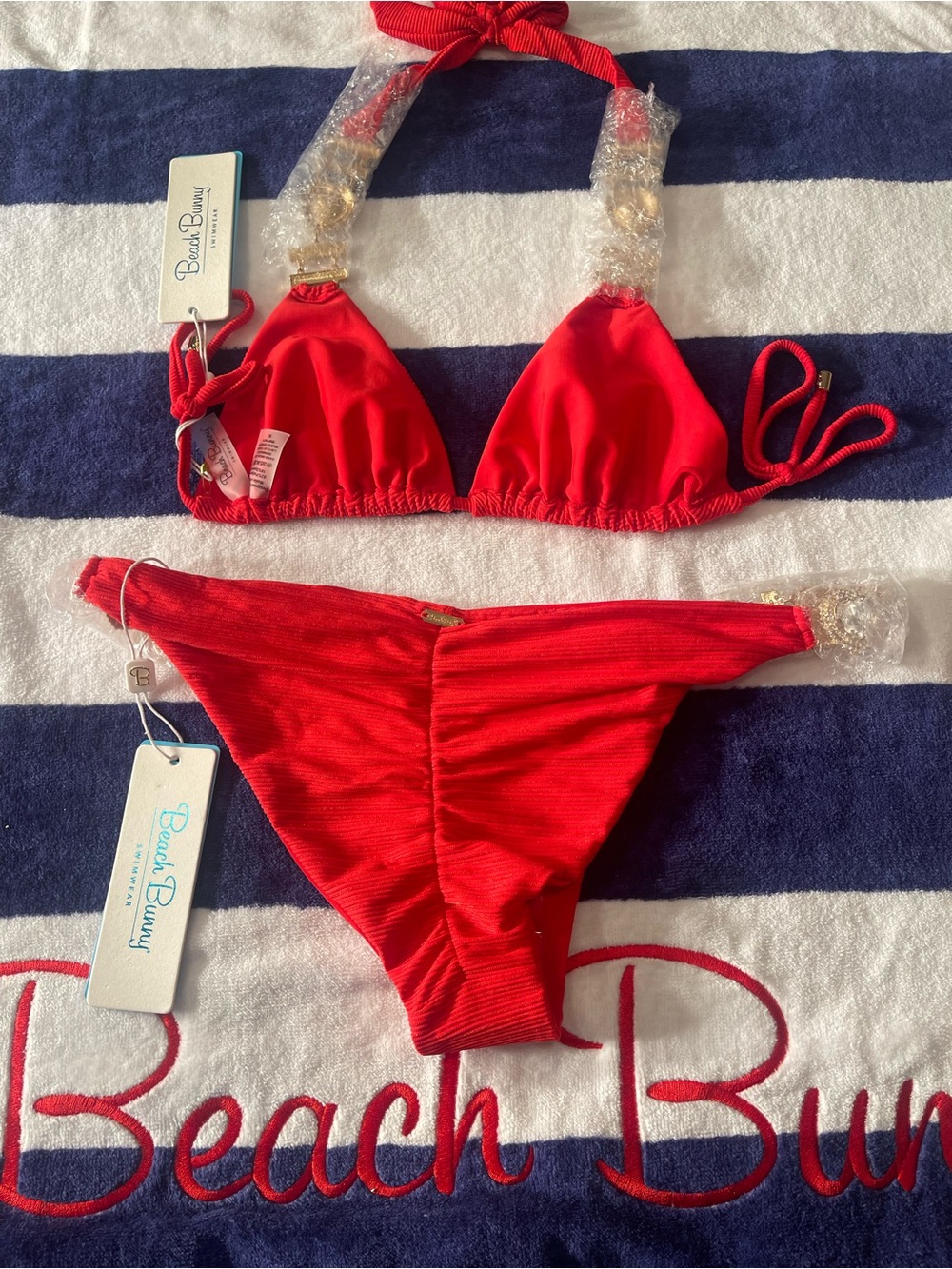 NWT beach bunny bikini Jazmine Love ❤️ red beautiful XL top/L bottoms - Picture 12 of 14